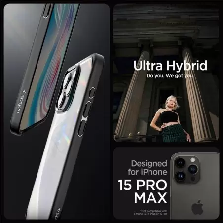 Spigen Kristallhübriid, matt must - iPhone 15 Pro Max