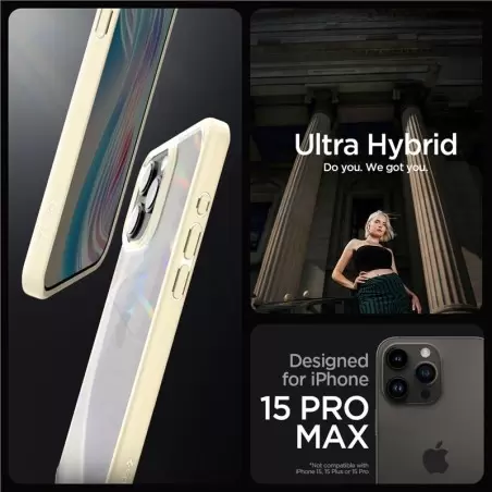 Spigen Crystal Hybrid, maigs bēšs - iPhone 15 Pro Max