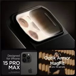 Spigen Optik Armor MagSafe, juoda - iPhone 15 Pro Max