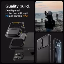 Spigen Optik Armor MagSafe, juoda - iPhone 15 Pro Max