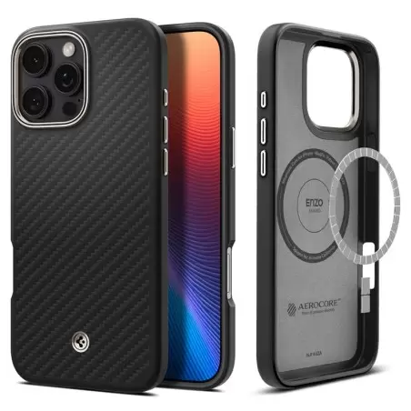 Spigen Enzo Aramid, black natural - iPhone 16 Pro Max