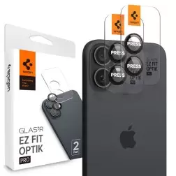 Spigen Stiklo tR EZ Fit Optik Pro 2 paketas, juoda - iPhone 6.1"/6.7" 2024