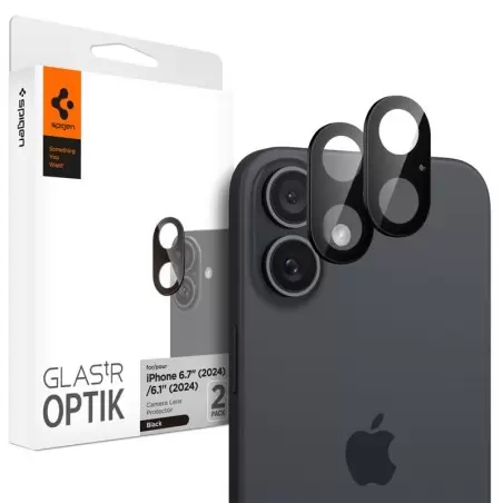 Spigen klaas tR Optik 2-pakk, must - iPhone 16/16 Plus