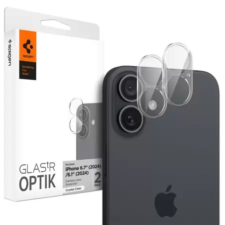 Spigen Glass tR Optik 2 Pack, crystal clear - iPhone 16/16 Plus