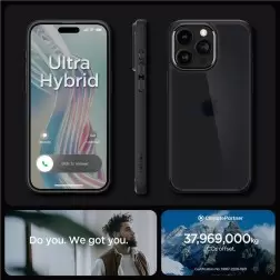 Spigen Ultra Hybrid, šaltas juodas - iPhone 15 Pro Max