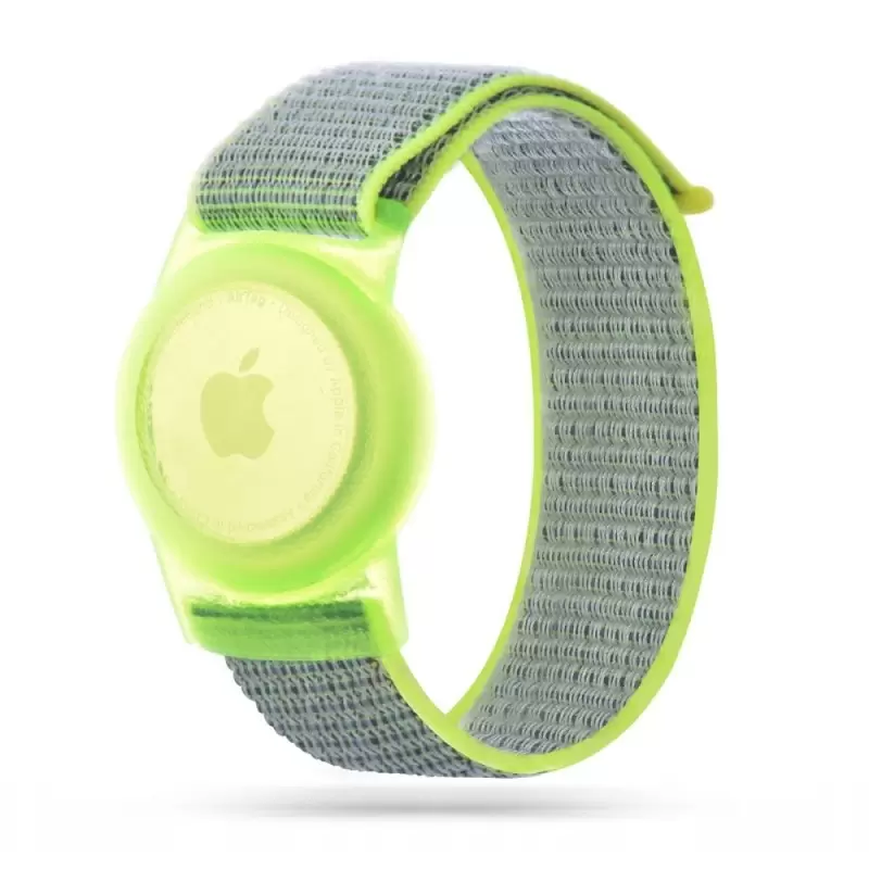 Tech-Protect nylon AirTag pouch-bracelet for children, green