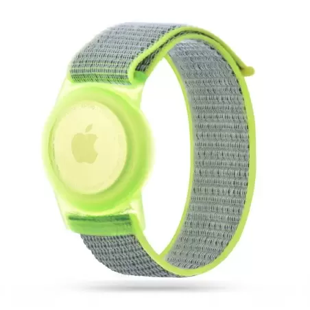Tech-Protect nylon AirTag pouch-bracelet for children, green