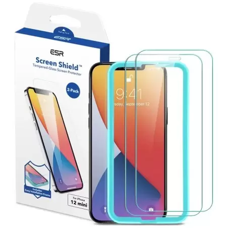 Ekraanikaitse ESR, 2 tk, läbipaistev, iPhone 12 mini