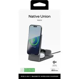 Native Union Rise 3-in-1 Qi2 wireless charger international, black