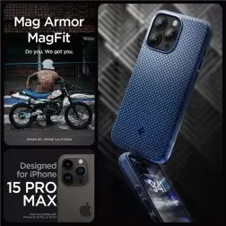 Spigen Mag Armor MagSafe, tamsiai mėlyna - iPhone 15 Pro Max
