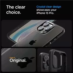 Spigen Crystal Hybrid, matinis juodas - iPhone 15 Pro
