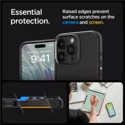 Spigen Crystal Hybrid, matinis juodas - iPhone 15 Pro