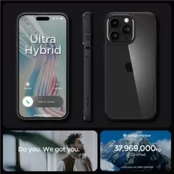 Spigen Crystal Hybrid, matinis juodas - iPhone 15 Pro