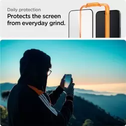 Spigen Glass tR AlignMaster 2 Pack, FC Black - iPhone 15 Pro Max