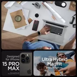 Spigen Ultra Hybrid MagSafe, šaltas gilus raudonas - iPhone 15 Pro Max