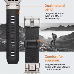 Spigen Dura Pro Armor juosta, juoda - Apple Watch 49mm/45mm/44mm/42mm