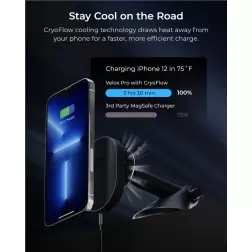 iOttie Velox Pro MagSafe magnetinė bevielė CryoFlow vėsinimo priklijuojama ir ant priekinio stiklo automobilio laikiklė