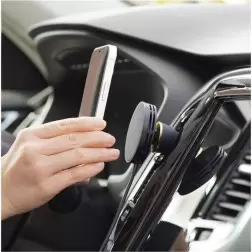 "Velox Mini" yra kompaktiškas belaidis iPhone laikiklis tvirtinamas į automobilio oro ventiliacijos groteles