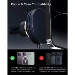 "Velox Mini" yra kompaktiškas belaidis iPhone laikiklis tvirtinamas į automobilio oro ventiliacijos groteles