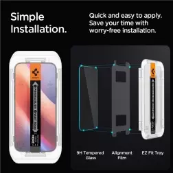Spigen Glass tR EZ Fit (Privacy) 2 Pack, transparency -Â&nbsp;iPhoneÂ&nbsp;17/16 Pro / 17