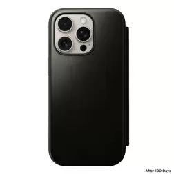 Nomad Leather Folio, green chrome - iPhone 16 Pro