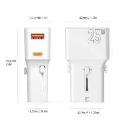 Mobile Origin Travel adapter 25W, EU/US/UK/AU, white