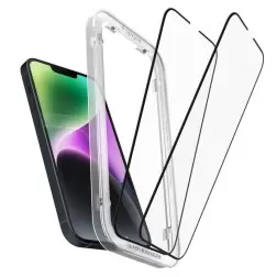 Spigen Glass tR AlignMaster HD 1 paketas, FC juoda - iPhone 14/13 Pro/13