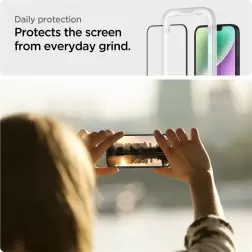 Spigen Glass tR AlignMaster HD 1 paketas, FC juoda - iPhone 14/13 Pro/13