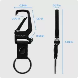 Spigen Carabiner With KeyRing 1 Pack, black