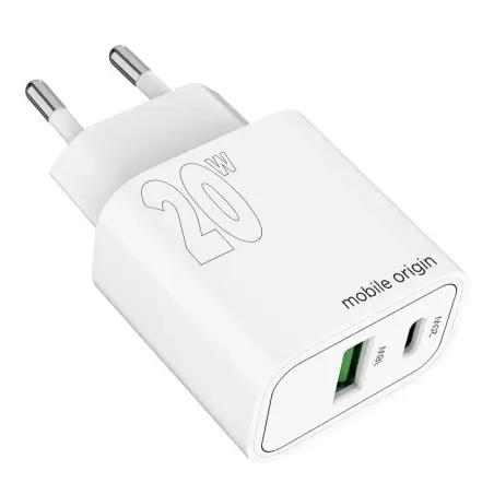 Mobile Origin PD20W Wall Charger MO12, 1 USB-A + 1 USB-C