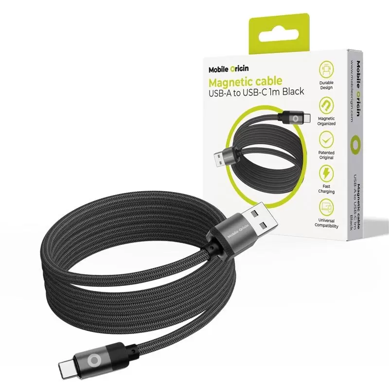 Mobile Origin Magnetic Patented Original Cable USB-A to USB-C 1m, black
