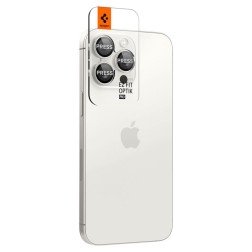Spigen Glass tR EZ Fit Optik Pro 2 Pack, white titanium - iPhone 16/15 Pro/ 16/15 Pro Max