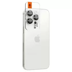 Spigen Stiklas tR EZ Fit Optik Pro 2 paketas, baltas titanas - iPhone 15 Pro/15 Pro Max