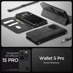 Spigen Wallet S Pro, juoda - iPhone 15 Pro