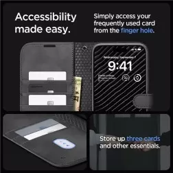 Spigen Wallet S Pro, juoda - iPhone 15 Pro