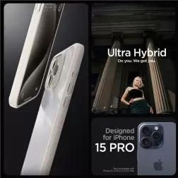 Spigen Ultra Hybrid, natural titanium - iPhone 15 Pro