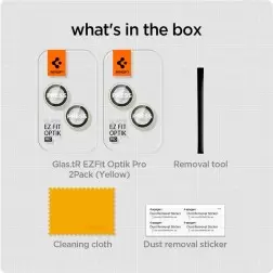 Spigen Glass tR EZ Fit Optik Pro 2 Pack, yellow - iPhone 15/15 Plus/14/14 Plus