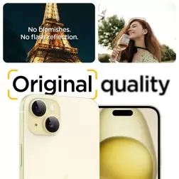 Spigen Stiklas tR EZ Fit Optik Pro 2 paketas, geltona - iPhone 15/15 Plus/14/14 Plus
