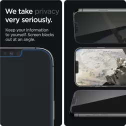 Apsauginis stiklas Spigen Glass tR EZ Fit 2 Pack, privacy sensor open - iPhone 14 Plus/13 Pro Max