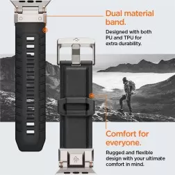 Spigen DuraPro Armor, juoda - AW Ultra 2/1 49mm / 9/8/7 45mm / SE/6/5/4 44mm / 3/2/1 42mm