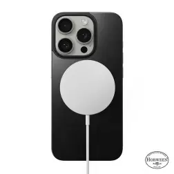 Nomad Magnetiškas Horween odinis galinis dangtis, juoda - iPhone 15 Pro