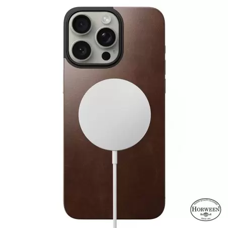 Nomad Magnetic Horween Leather Back, brown - iPhone 15 Pro Max