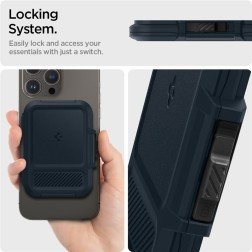 Spigen iPhone Lock Fit MagSafe Wallet, metal slate