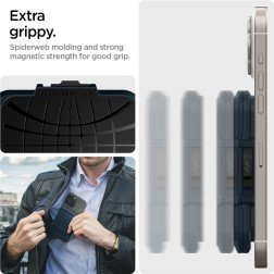 Spigen iPhone Lock Fit MagSafe Wallet, metal slate
