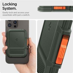 Spigen iPhone Lock Fit MagSafe Wallet, military green