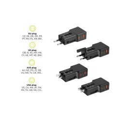 Mobile Origin Travel adapter 25W, EU/US/UK/AU, white