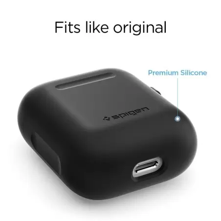 Spigen Silikonikotelo, musta - AirPods 1/2019
