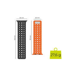 Mobile Origin Magnetic Strap, black/orange -AW Ultra 2/1(49mm)9/8/7(45mm)/6/SE/5/4(44mm)/3/2/1(42mm)