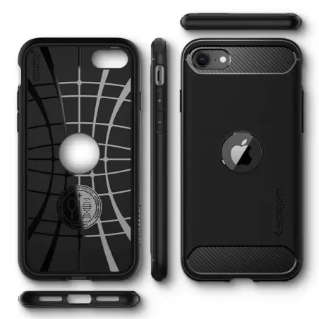 Spigen Rugged Armor, melns - iPhone SE (2022/2020)