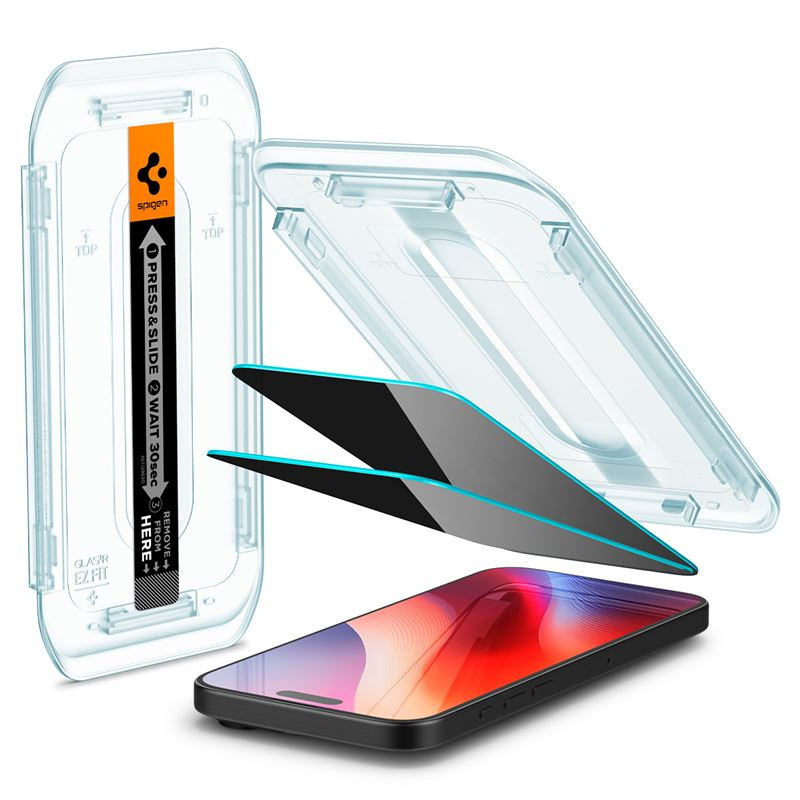Spigen Glass tR EZ Fit (Privacy) 2 Pack, transparency -Â&nbsp;iPhoneÂ&nbsp;17/16 Pro / 17
